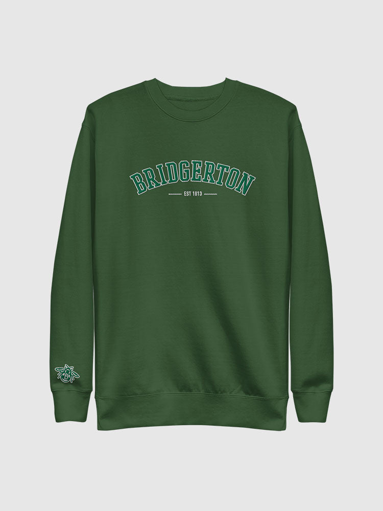 Bridgerton Varsity Embroidered Crewneck Sweatshirt [Forest Green]