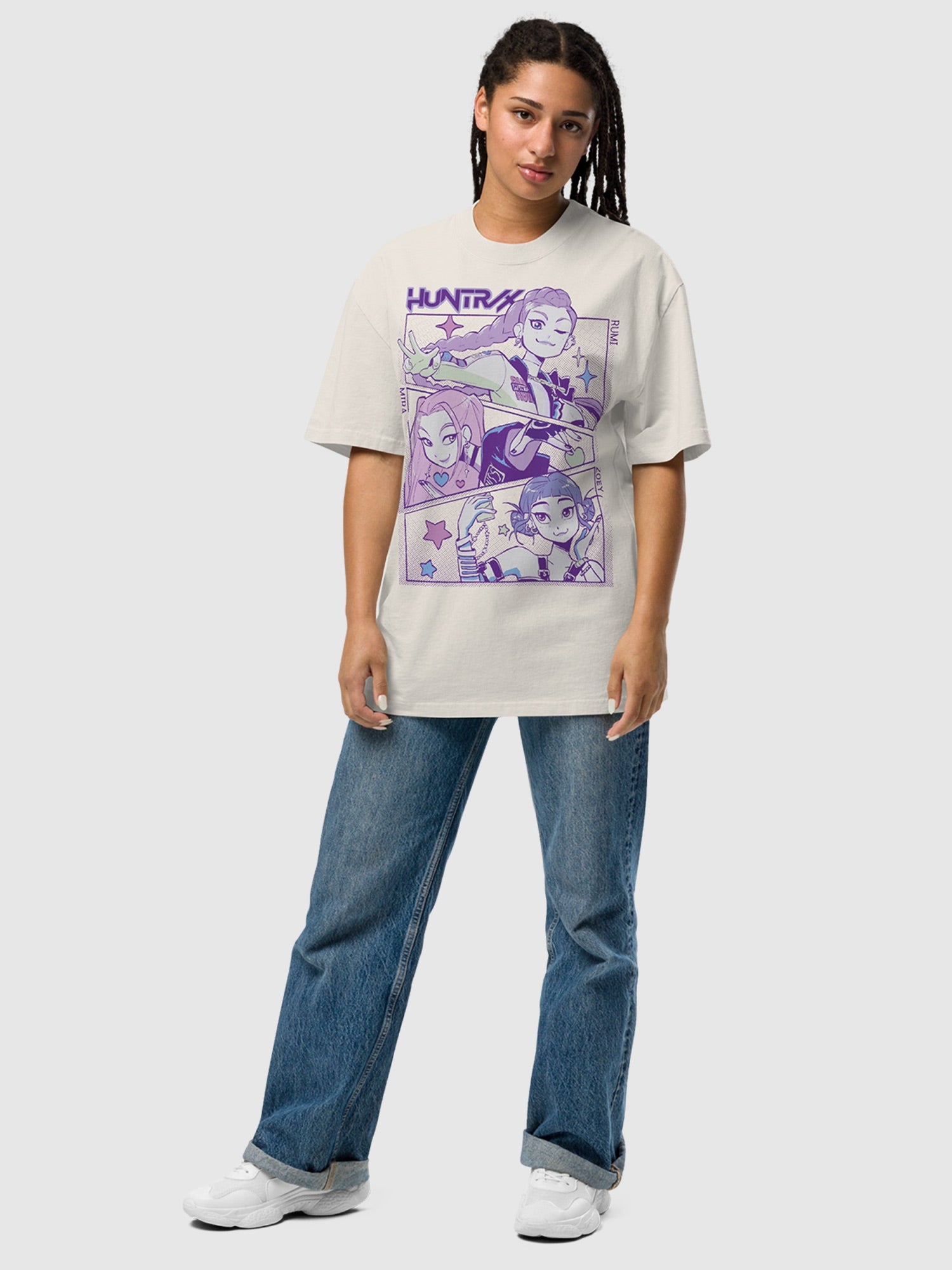 KPop Demon Hunters Huntrix Oversized Faded T-Shirt