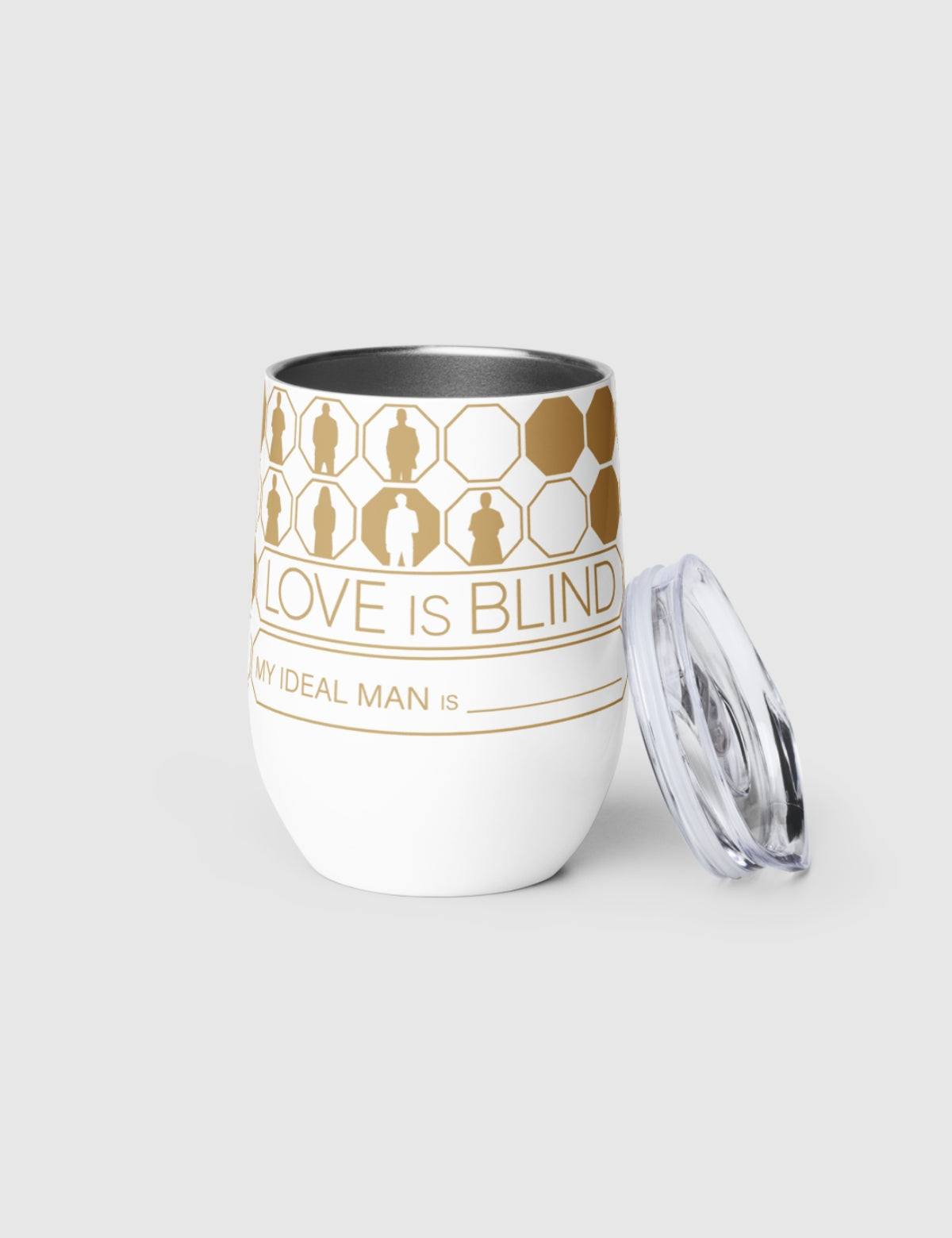 Love is Blind "My Ideal Man Is" Wine Tumbler [White]