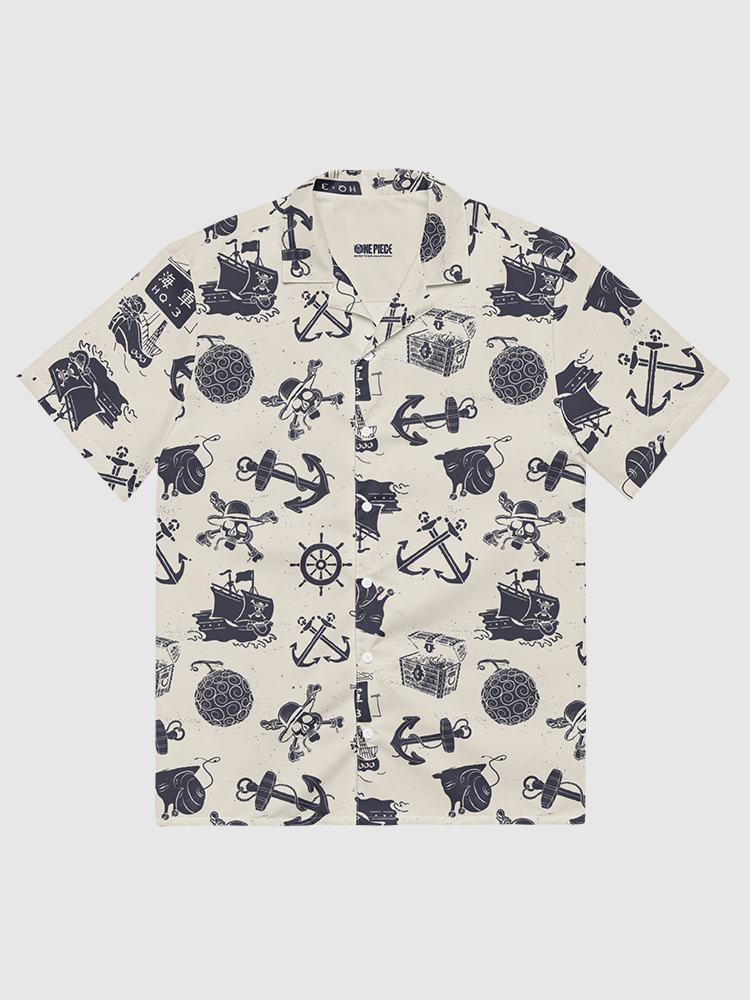 One Piece Sea Pattern Button Up Shirt - Cream