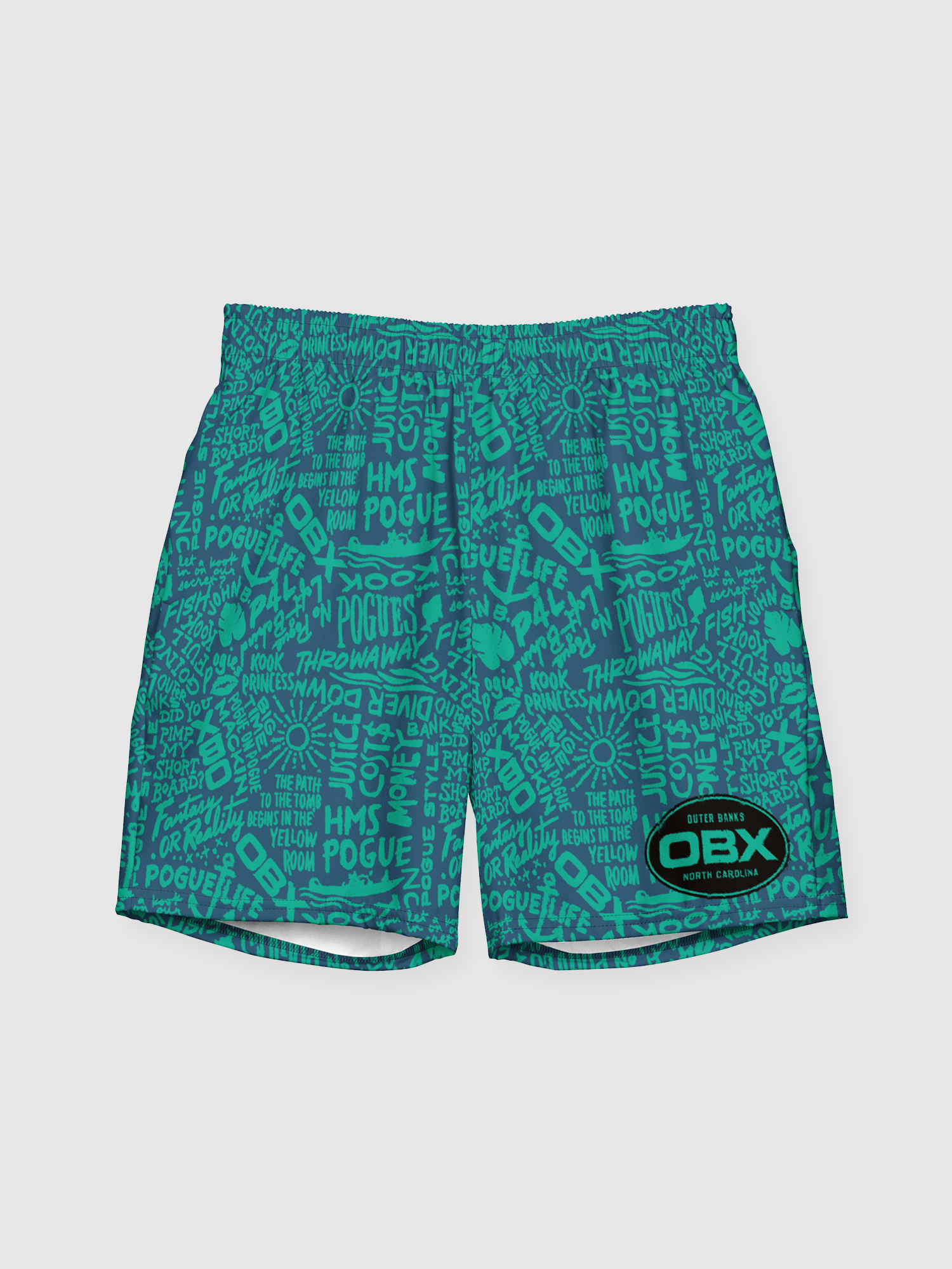 Outer Banks All-Over Print Recycled Swim Trunks [Turquoise]