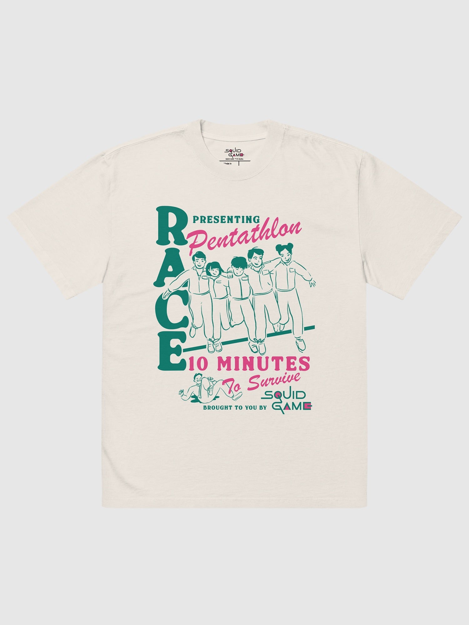 Squid Game Pentathlon Oversized Faded T-Shirt
