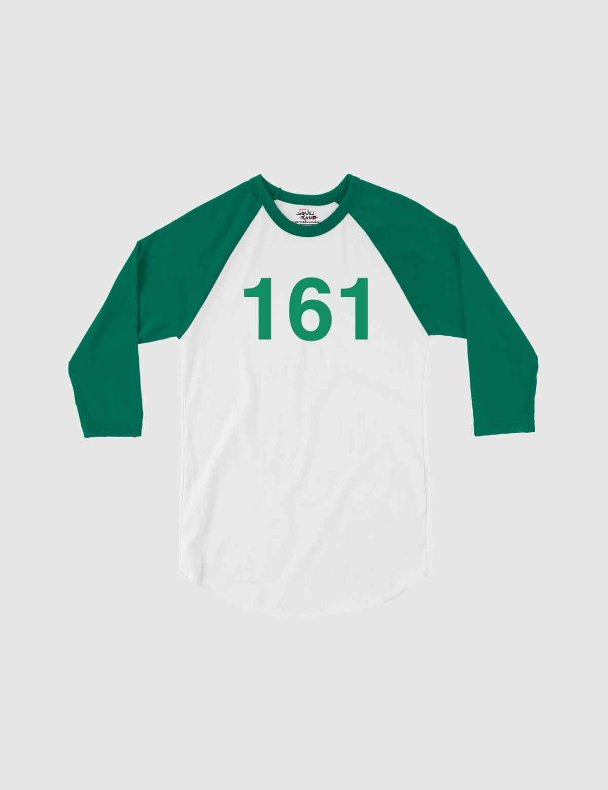 Squid Game: The Challenge Player Raglan Shirt [White/Kelly] - Player 161