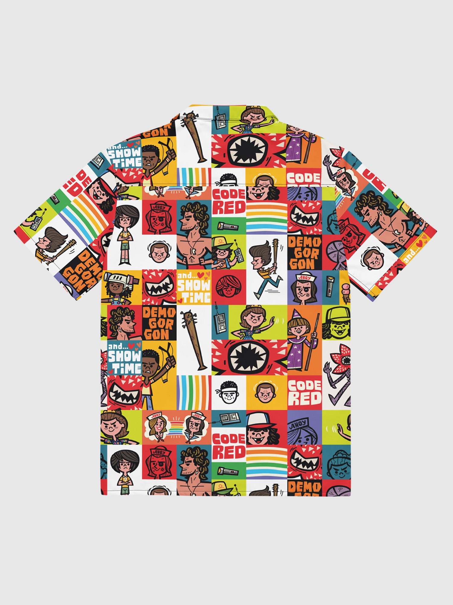 Stranger Things Cartoon Pattern Button Up Shirt