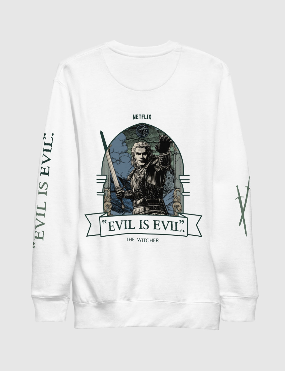 The Witcher Evil is Evil Unisex Premium Sweatshirt [White]