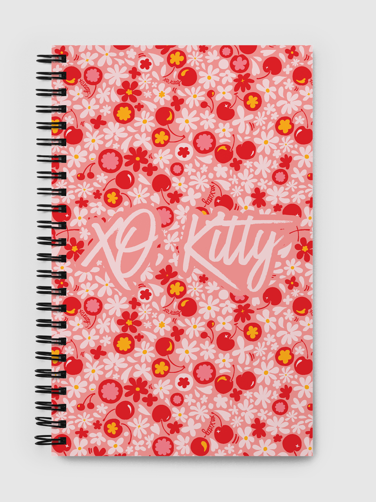XO, Kitty Floral Pattern Spiral Notebook